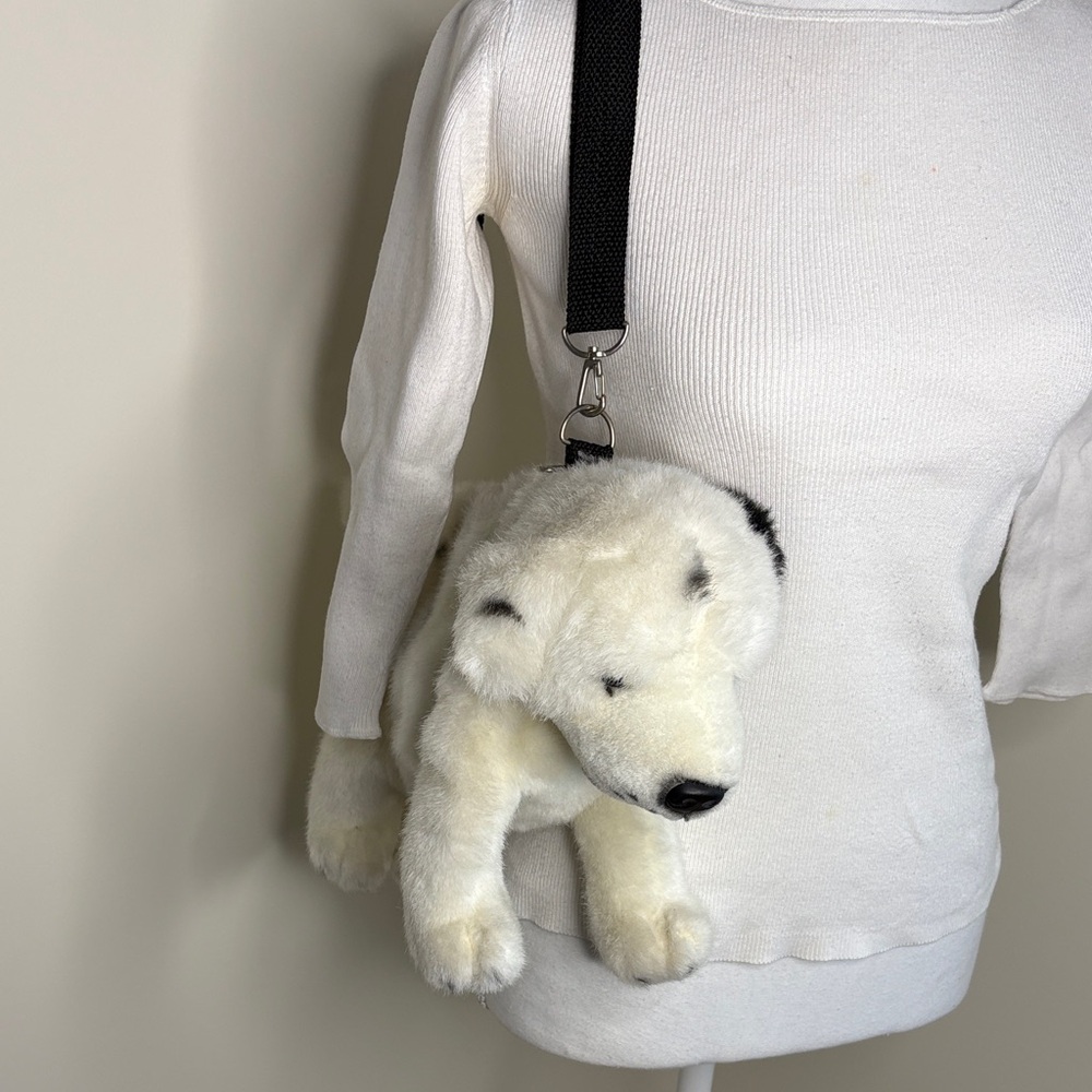 Plush Polar Bear Crossbody Bag for Kids - White